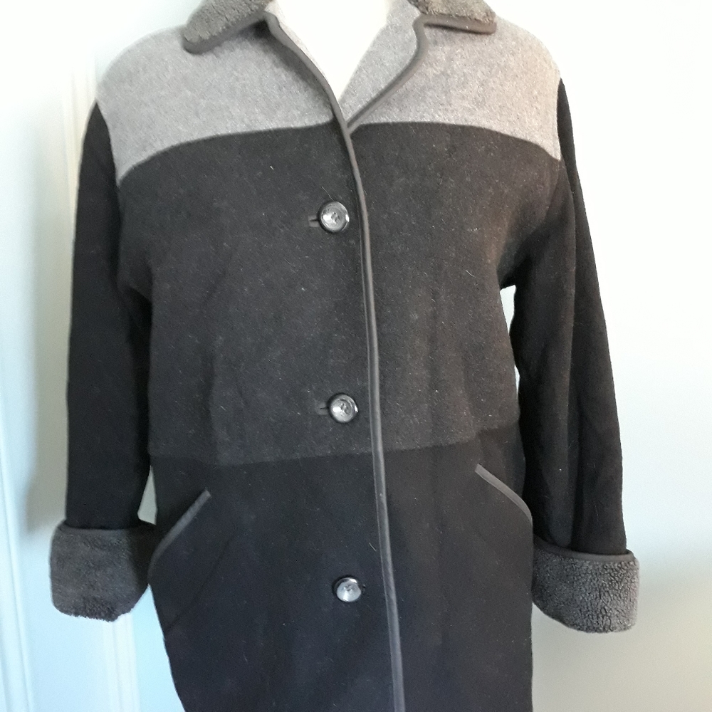 London Fog Colour Block Pea Coat